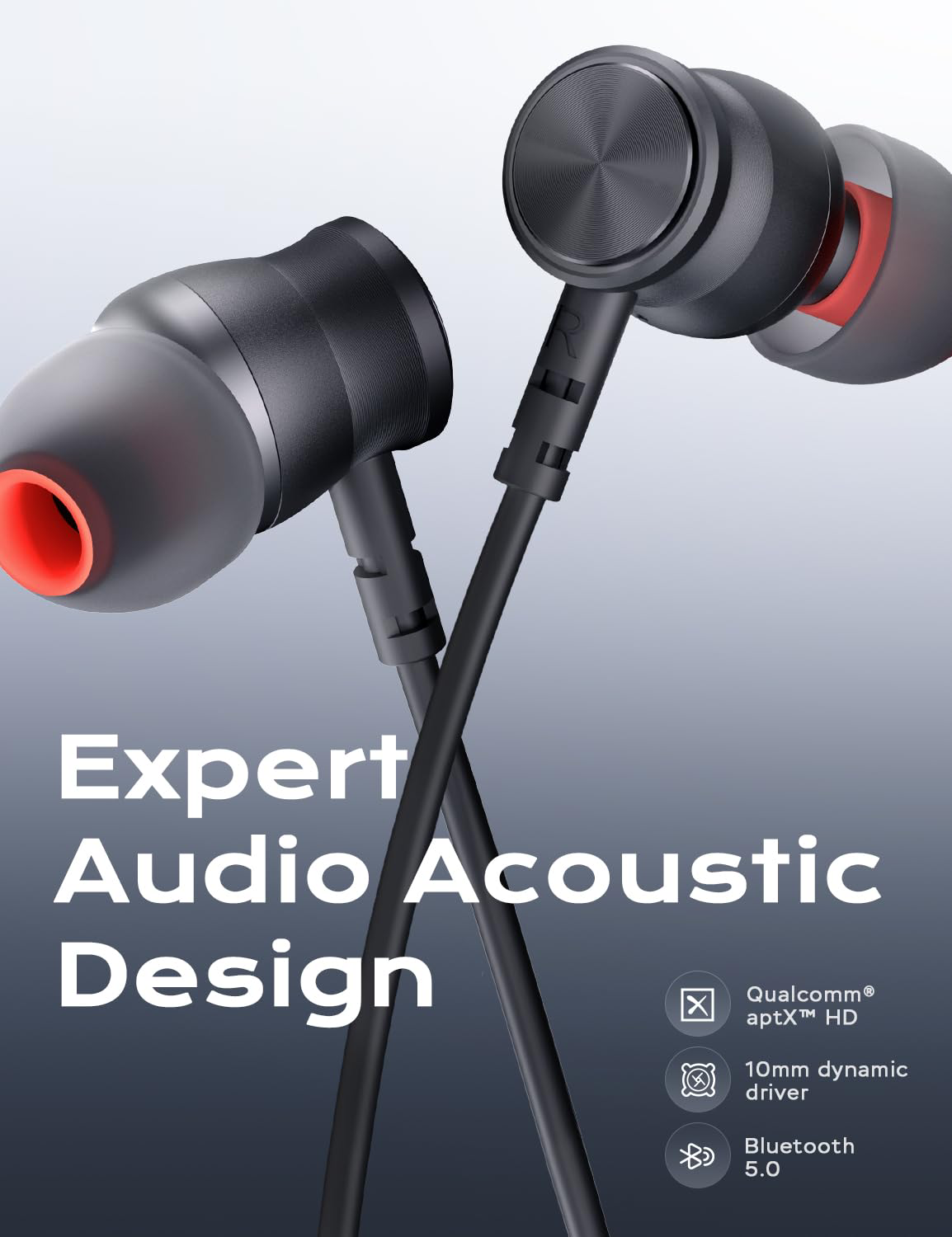 Rythflo Bluetooth Headphones, aptX-HD Wireless 5.0 Bluetooth Earbuds