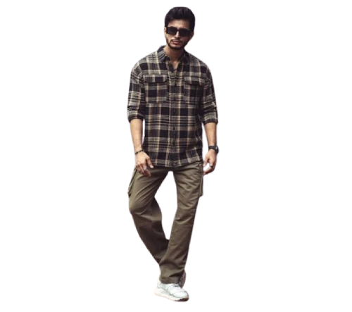 Snitch Men’s Lining Black Shirt Slim Fit Cottonv