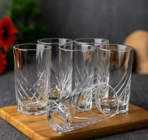 Diamond Cut Crunch Design Drinking Glass Set