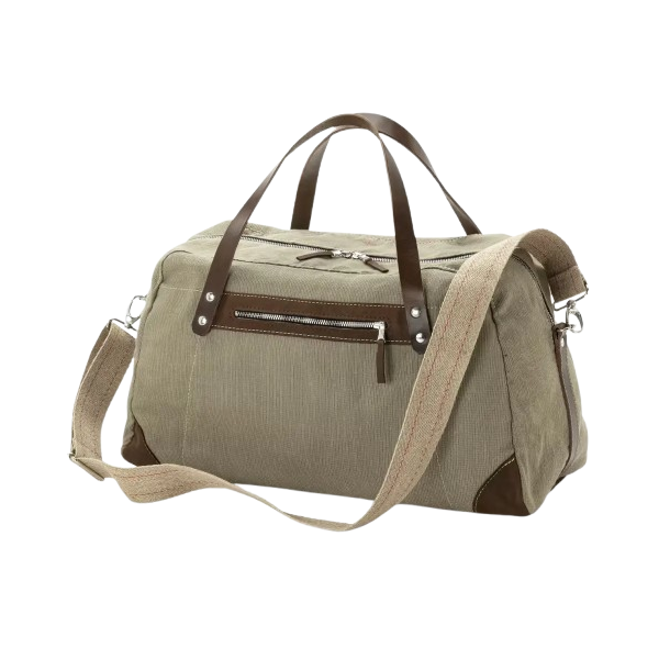Travel bag canvas, green beige